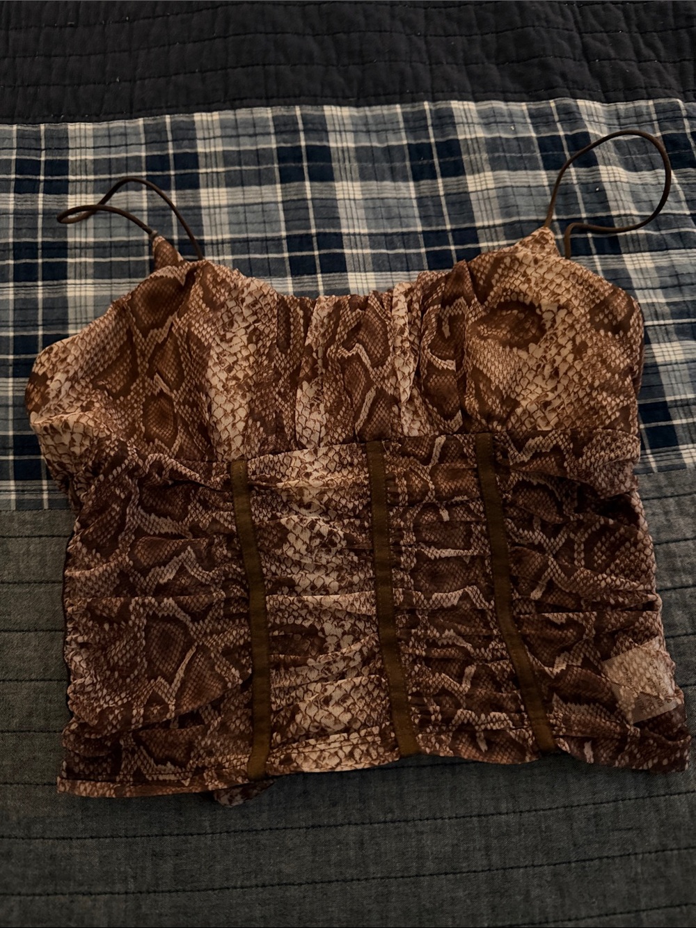 Princess Polly Brown Snake-Print Spaghetti Strap Top